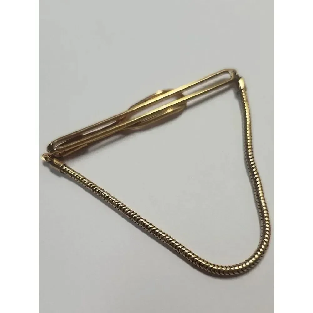 Swank Gold Tone Tie Bar with Chain